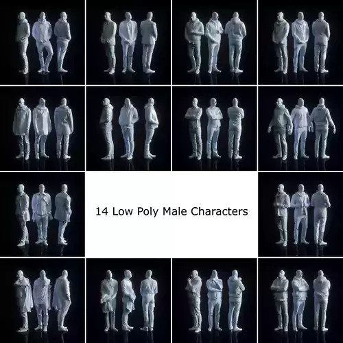 14 Low Poly Male Character Collection Low-poly 3D model