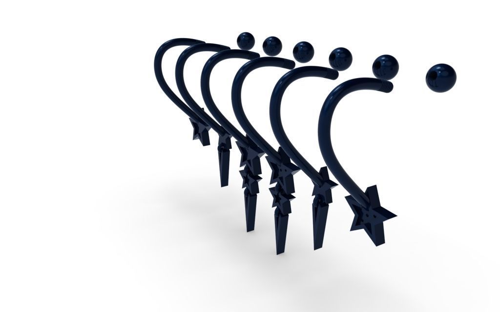 Set Star Piercing - 3D Jewelry - PC-452 3D print model_11