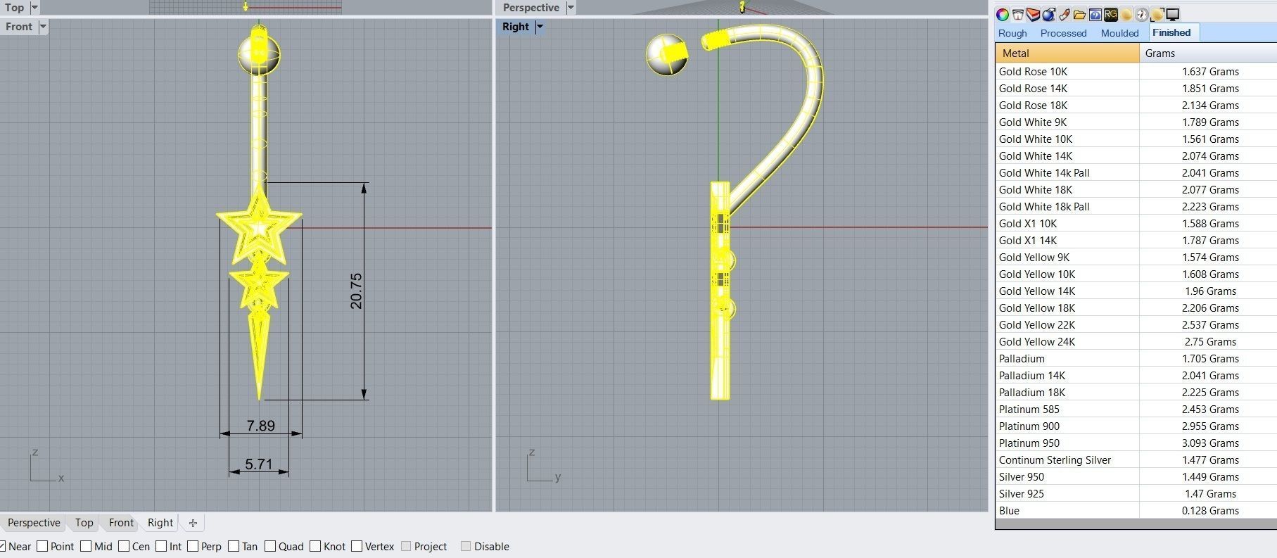 Set Star Piercing - 3D Jewelry - PC-452 3D print model_4