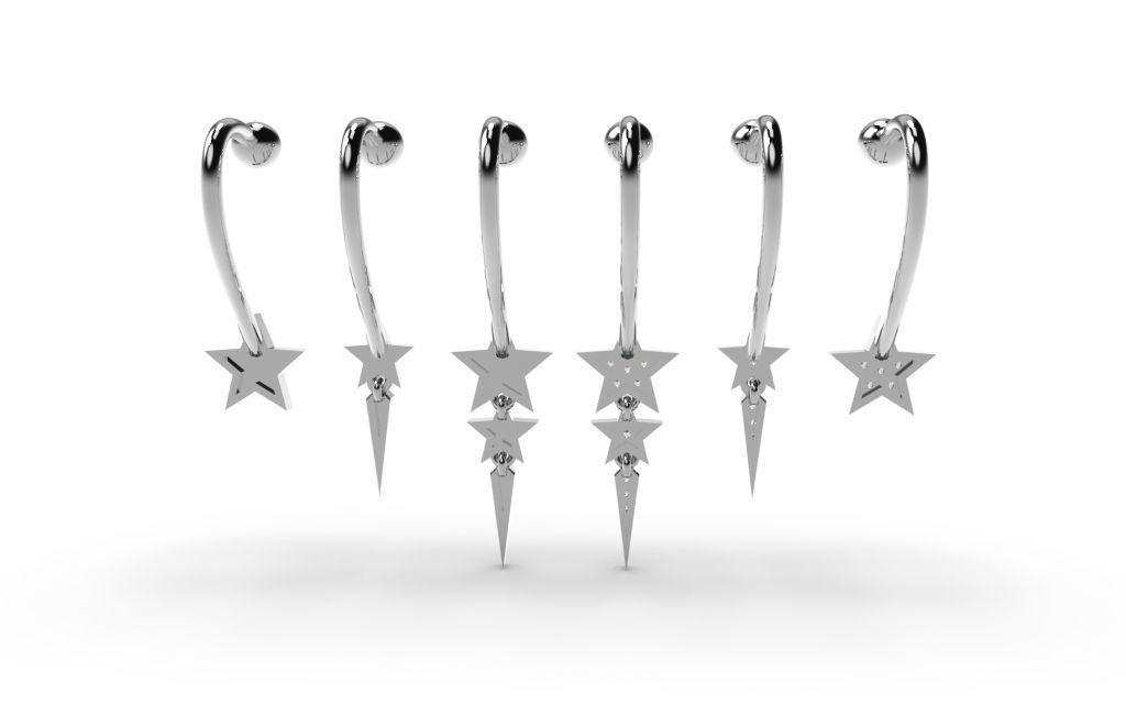 Set Star Piercing - 3D Jewelry - PC-452 3D print model_18