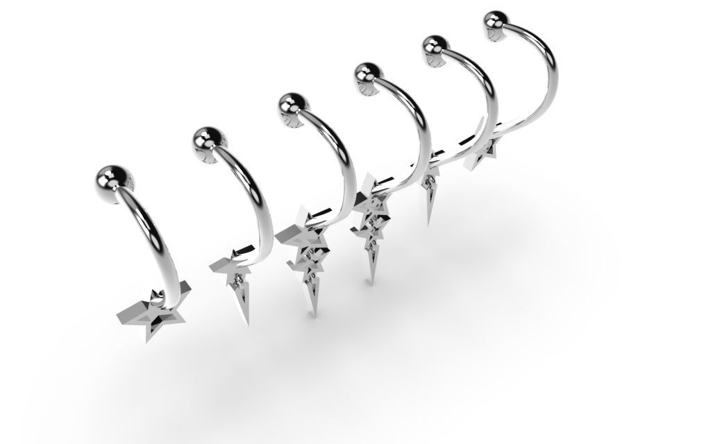 Set Star Piercing - 3D Jewelry - PC-452 3D print model_17
