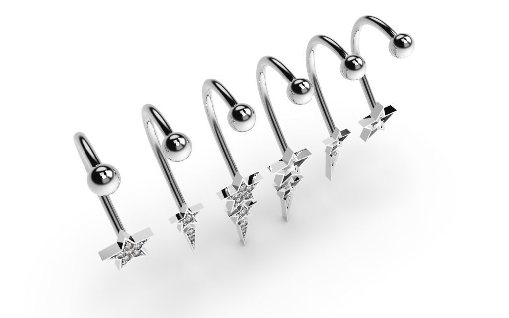 Set Star Piercing - 3D Jewelry - PC-452 3D print model_15