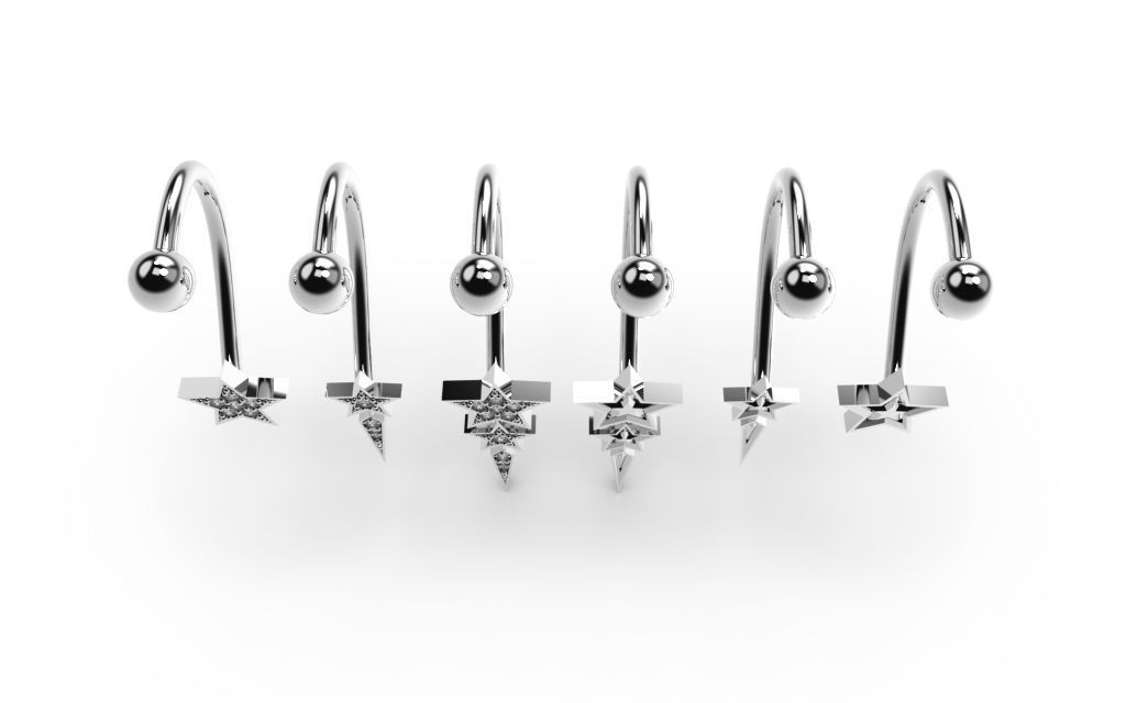 Set Star Piercing - 3D Jewelry - PC-452 3D print model_19