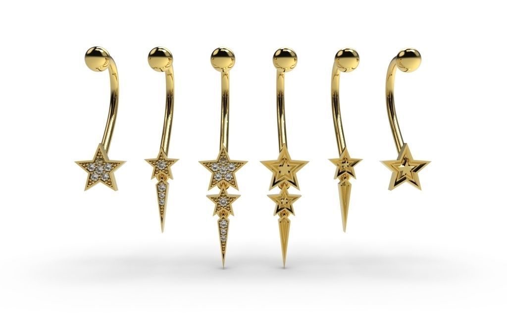 Set Star Piercing - 3D Jewelry - PC-452 3D print model_1