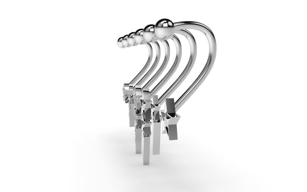 Set Star Piercing - 3D Jewelry - PC-452 3D print model_16