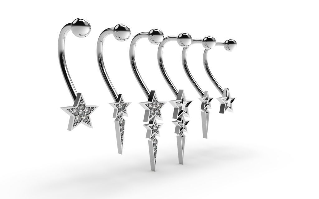 Set Star Piercing - 3D Jewelry - PC-452 3D print model_13