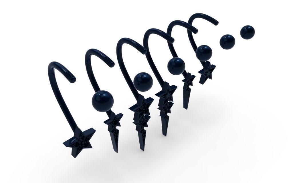 Set Star Piercing - 3D Jewelry - PC-452 3D print model_10