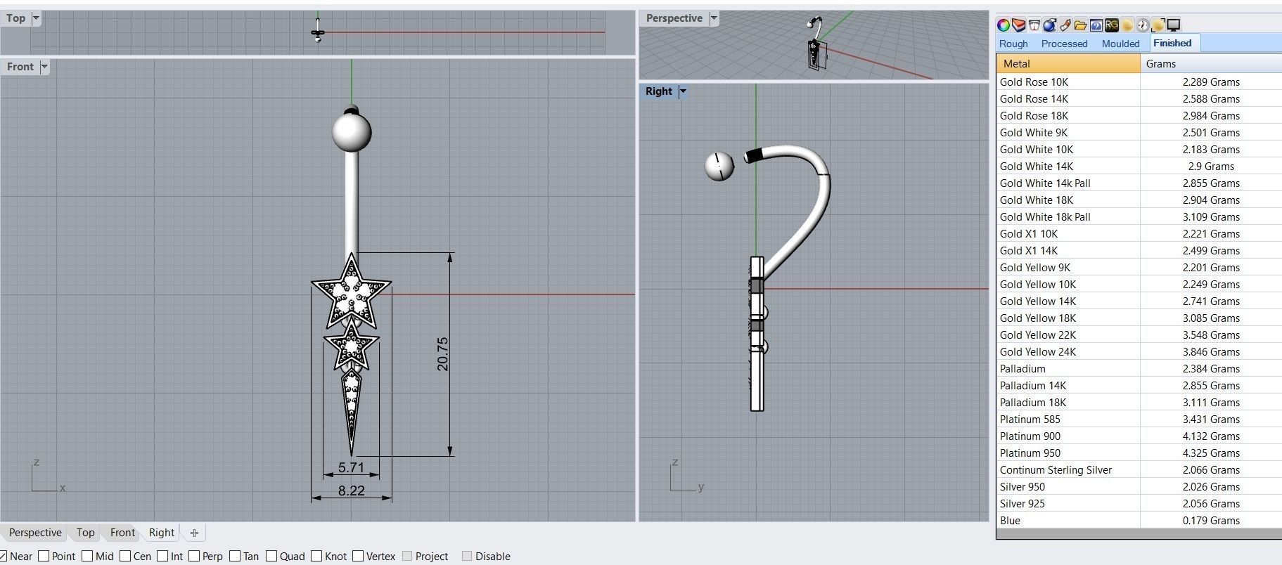 Set Star Piercing - 3D Jewelry - PC-452 3D print model_5