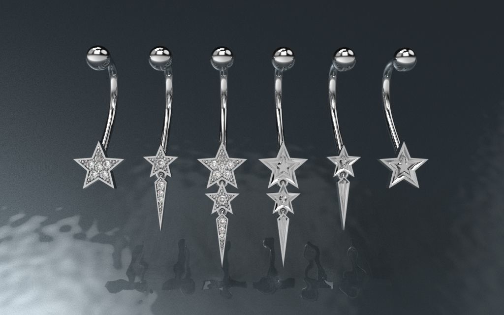 Set Star Piercing - 3D Jewelry - PC-452 3D print model_12