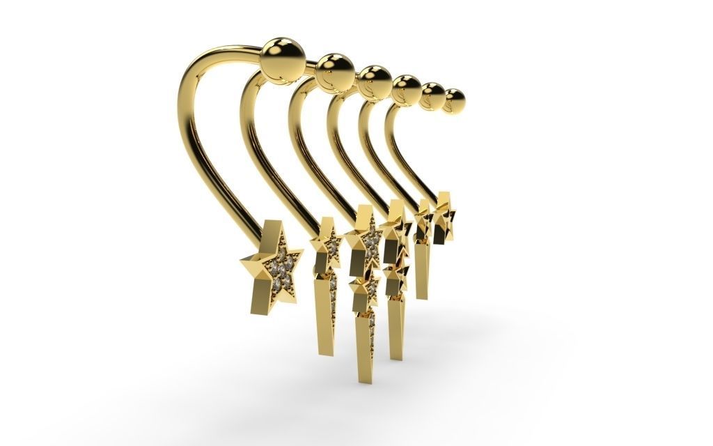 Set Star Piercing - 3D Jewelry - PC-452 3D print model_3