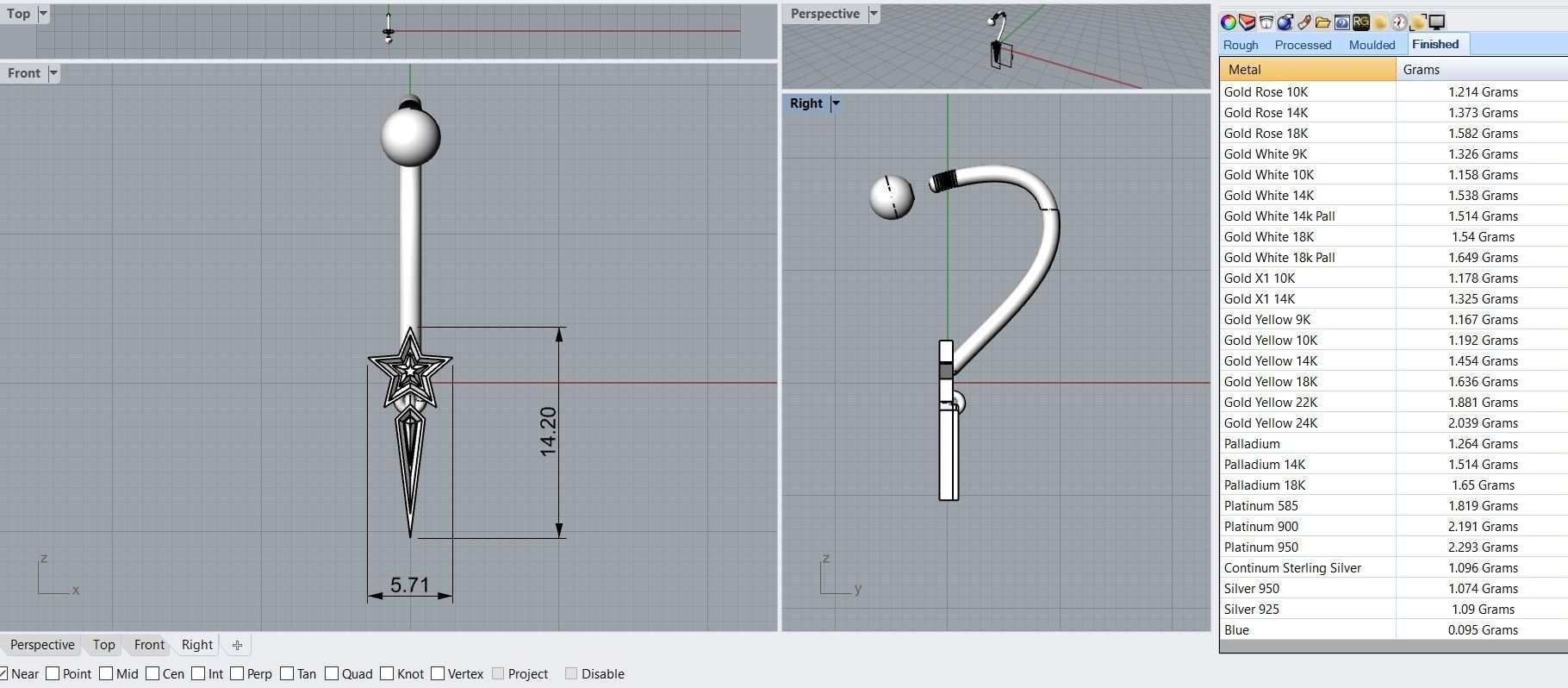 Set Star Piercing - 3D Jewelry - PC-452 3D print model_6
