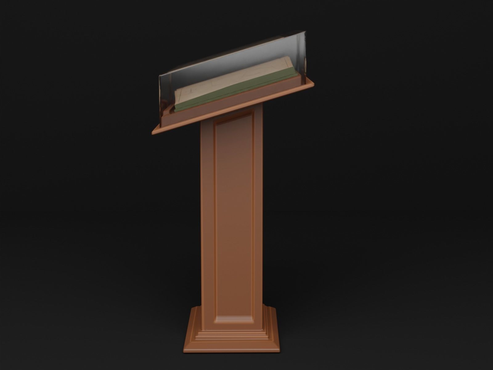 Stylized book stand Low-poly 3D model_1
