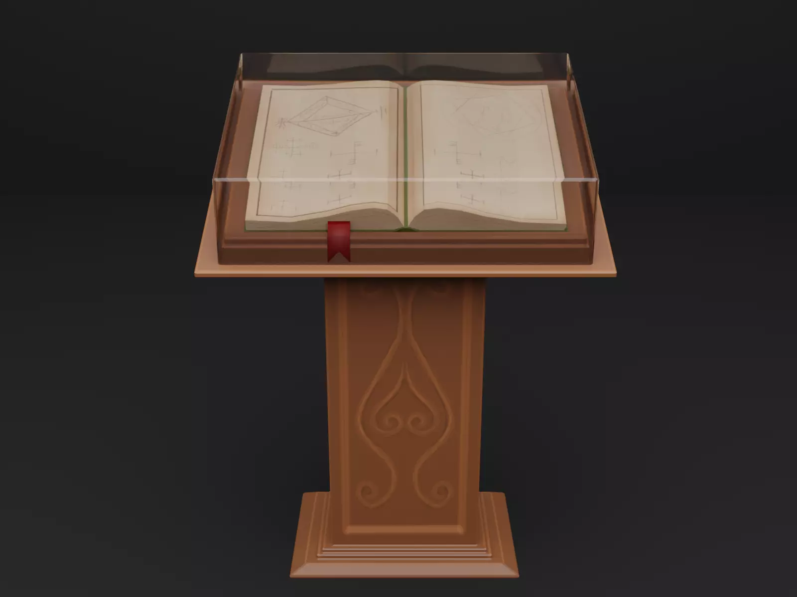 Stylized book stand Low-poly 3D model_0