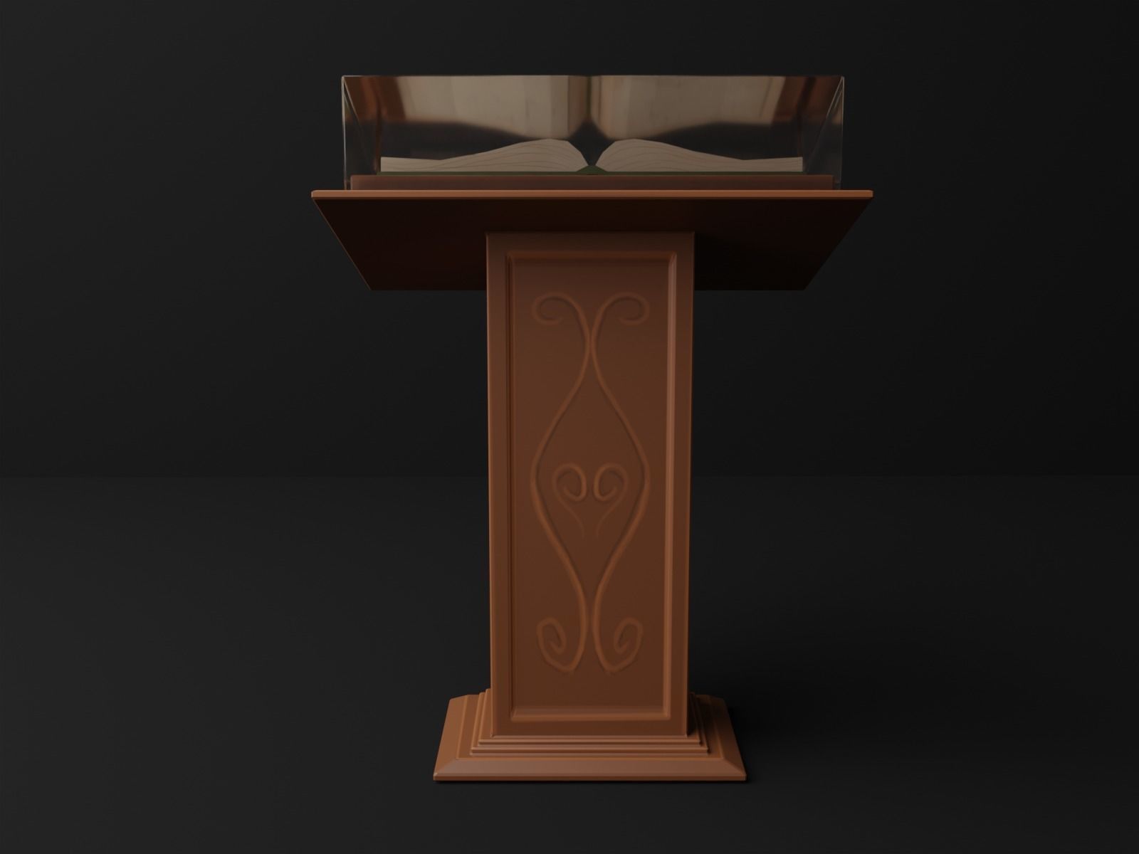 Stylized book stand Low-poly 3D model_2