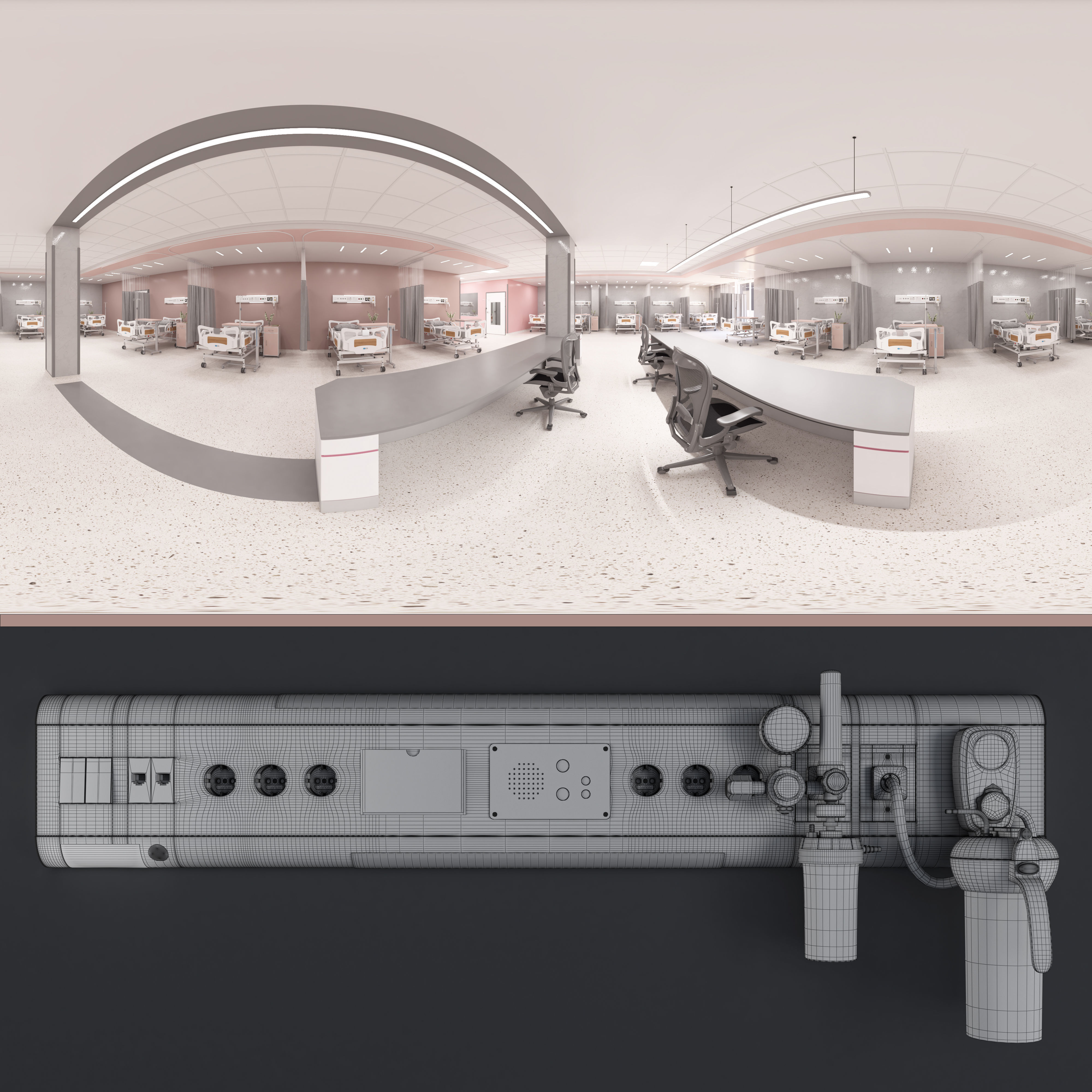 Over bed console unit - Hospital Equipment 13 3D model_2