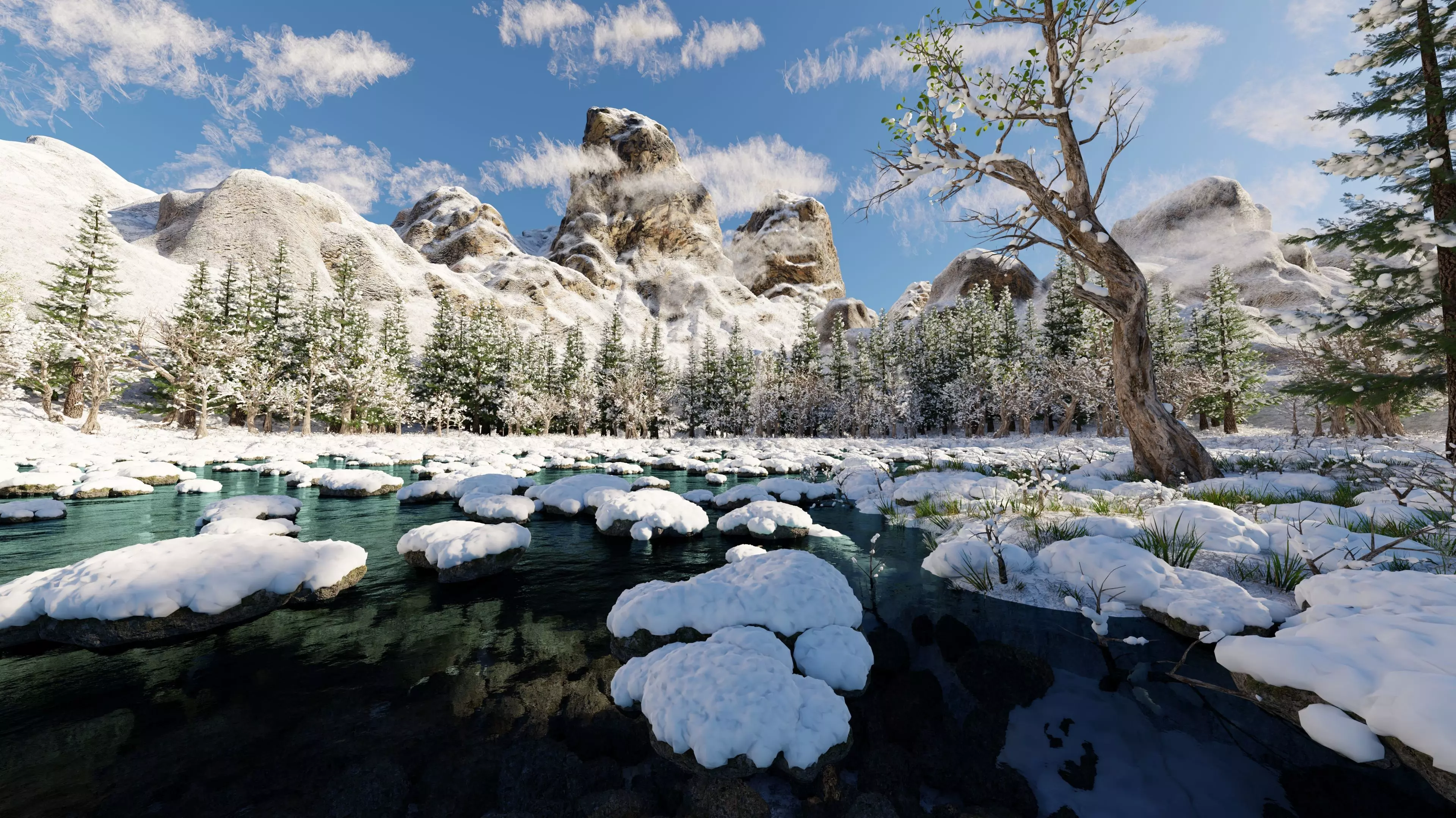 Snow landscape Scene 3D model