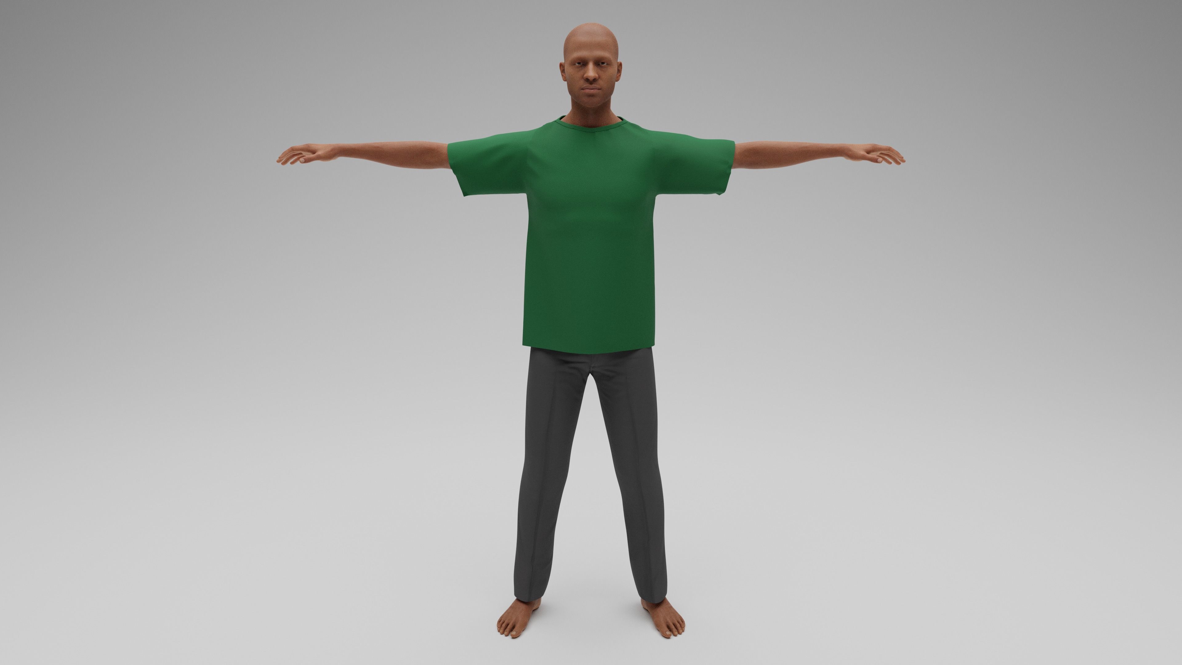 Mens T Shirt T Pose Textured 3D model_5