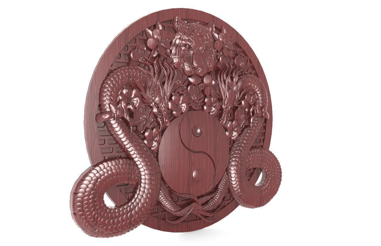Yin yang dragons CNC 3D print model_8