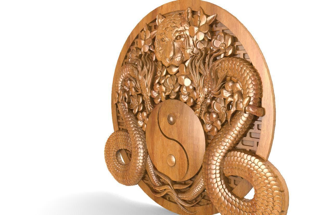 Yin yang dragons CNC 3D print model_6