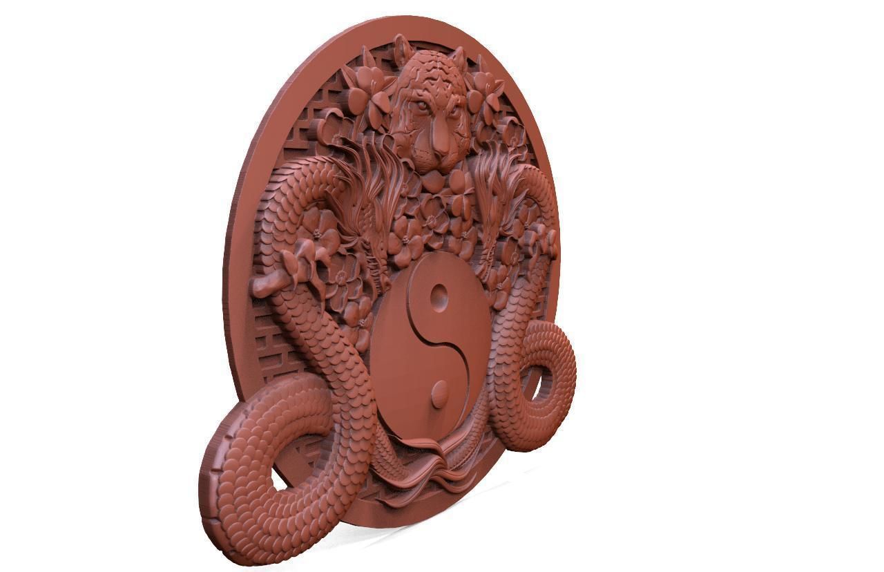 Yin yang dragons CNC 3D print model_3