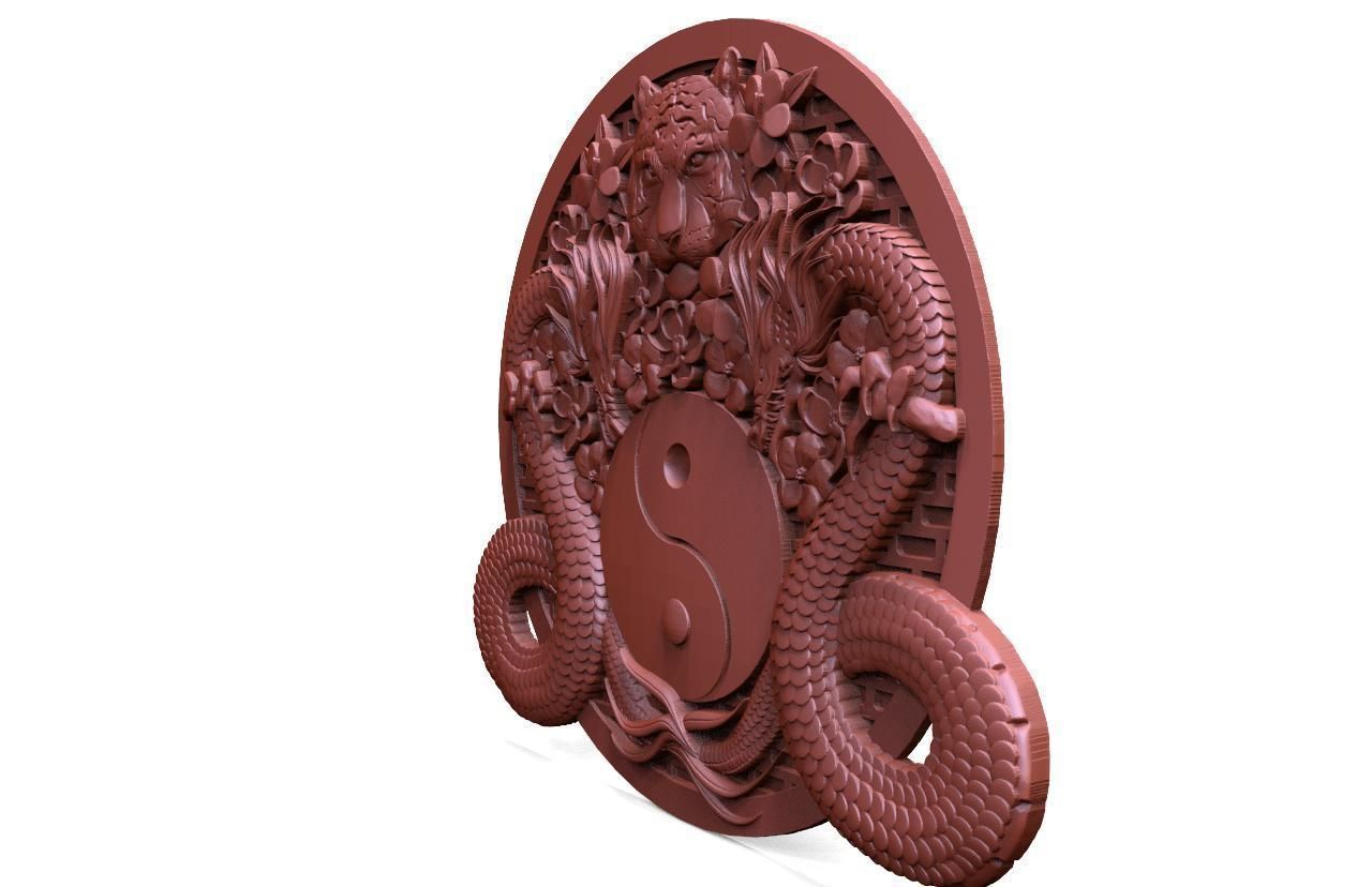 Yin yang dragons CNC 3D print model_2