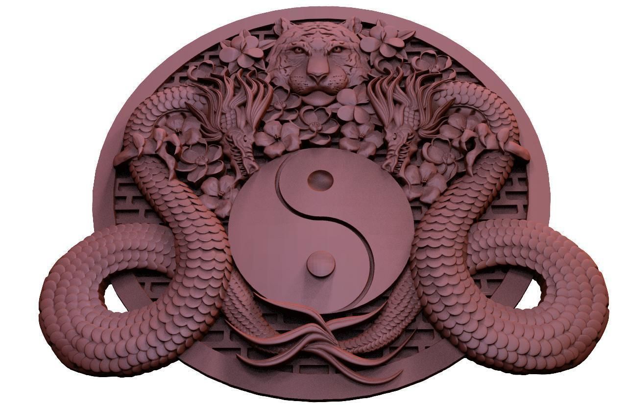 Yin yang dragons CNC 3D print model_4