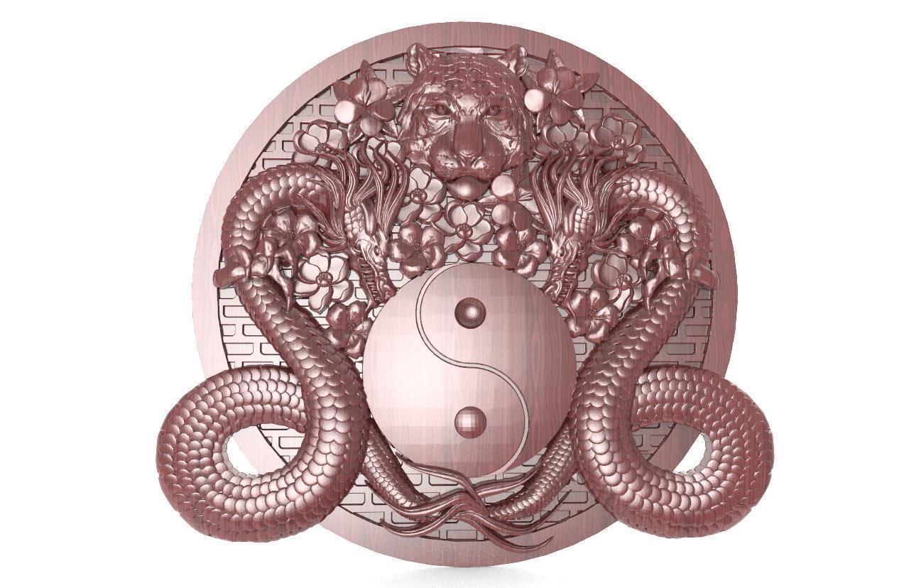 Yin yang dragons CNC 3D print model_7