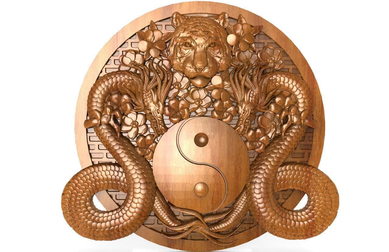 Yin yang dragons CNC 3D print model_5