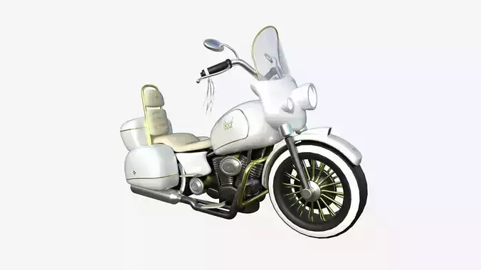 Motorcycle Cartoon B01 White Gold - Custom Vehicle Design Low-poly 3D model