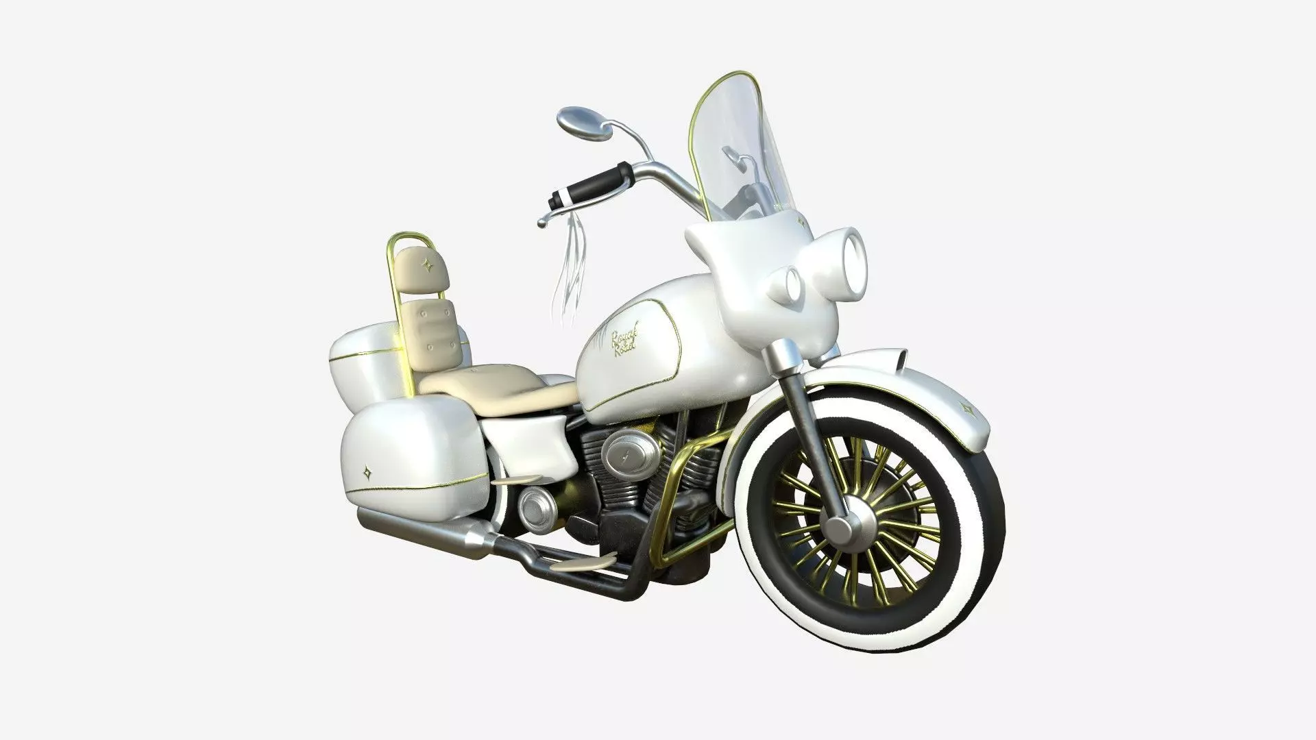 Motorcycle Cartoon B01 White Gold - Custom Vehicle Design Low-poly 3D model