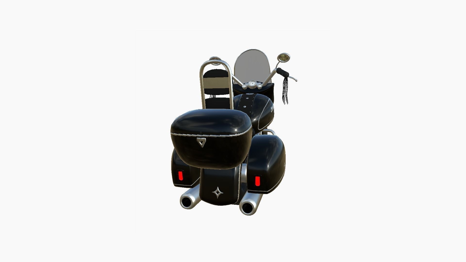 Motorcycle Cartoon B02 Black - Custom Vehicle Design Low-poly 3D model_4