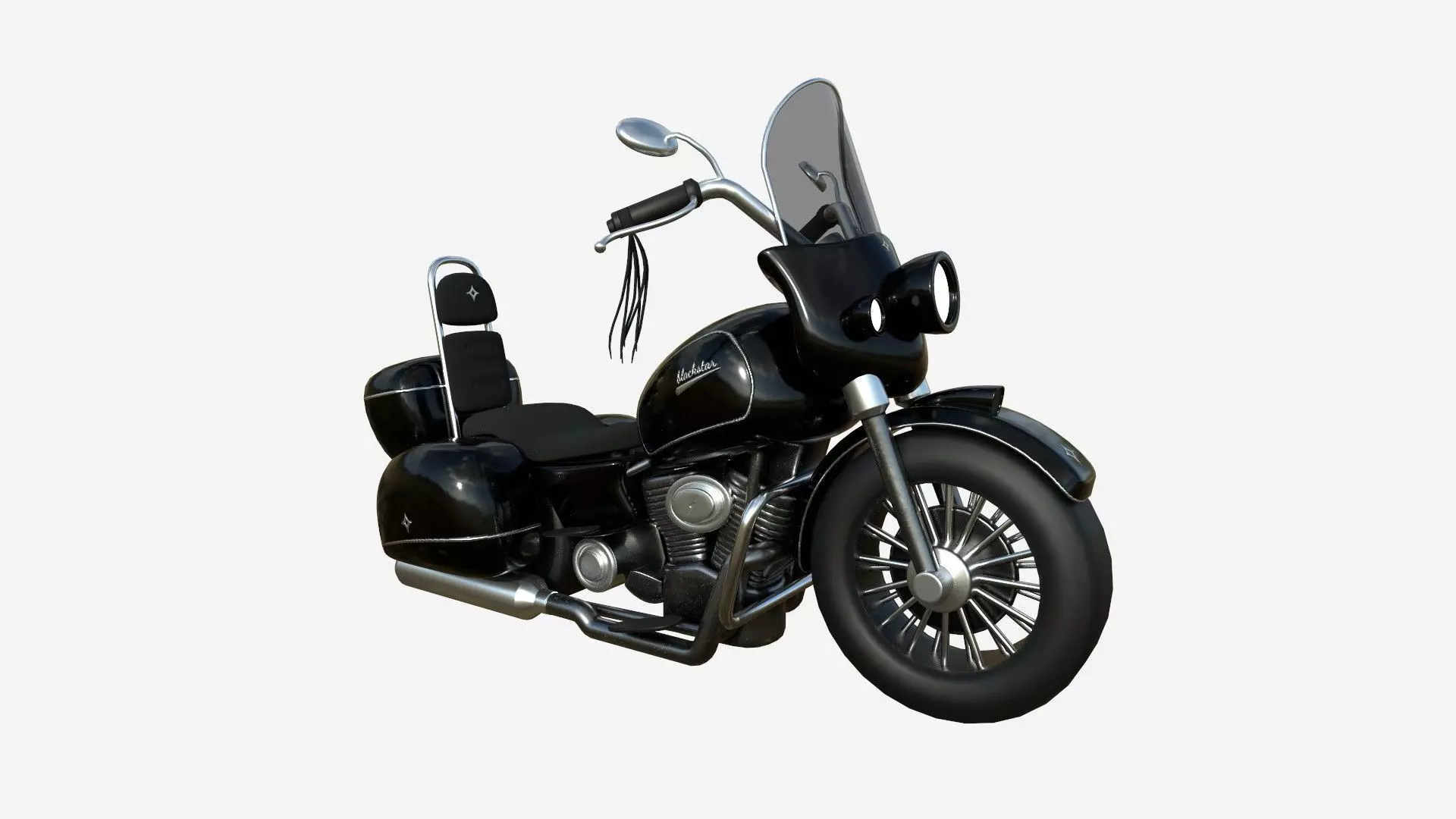 Motorcycle Cartoon B02 Black - Custom Vehicle Design Low-poly 3D model_0