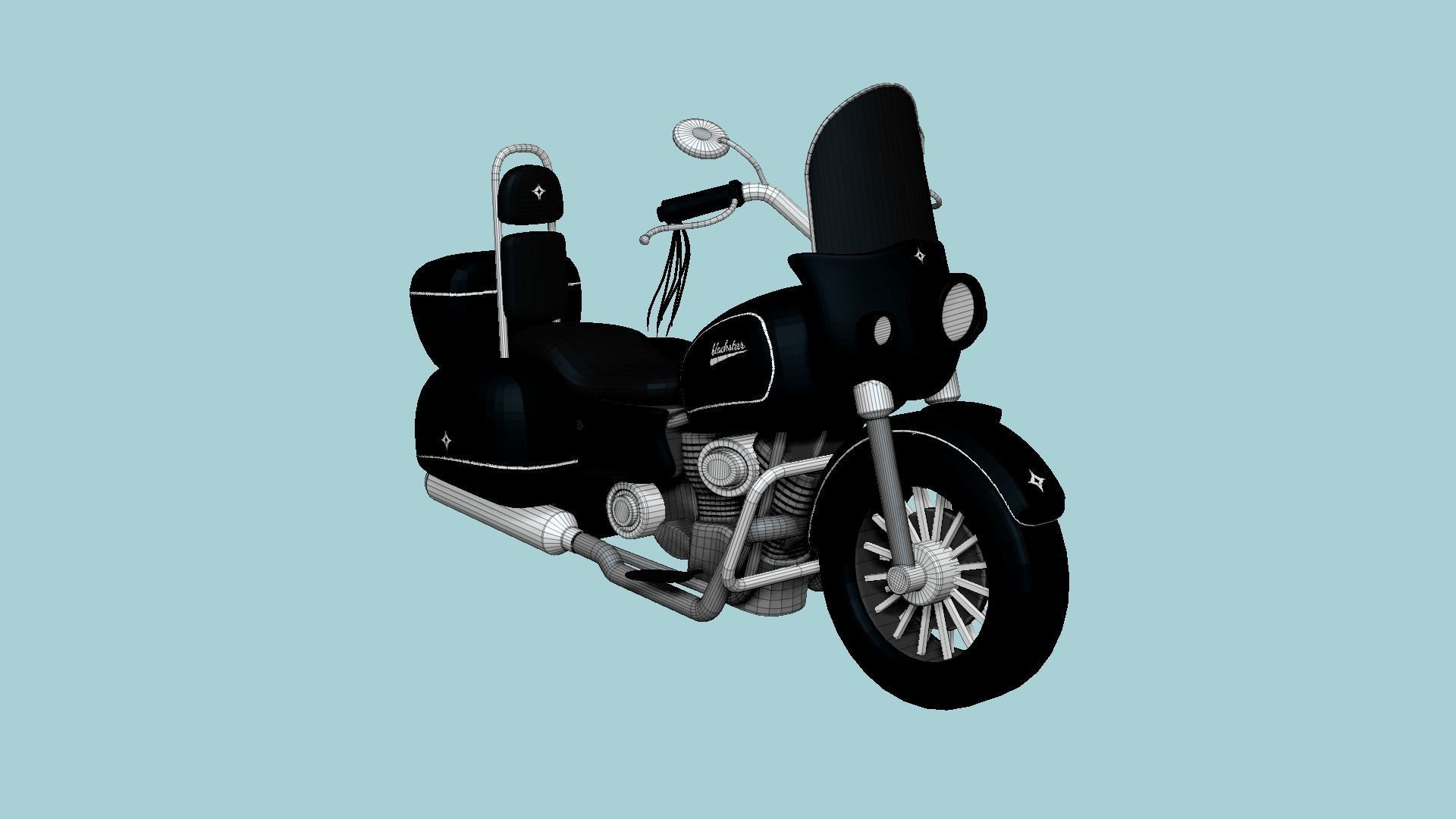 Motorcycle Cartoon B02 Black - Custom Vehicle Design Low-poly 3D model_6