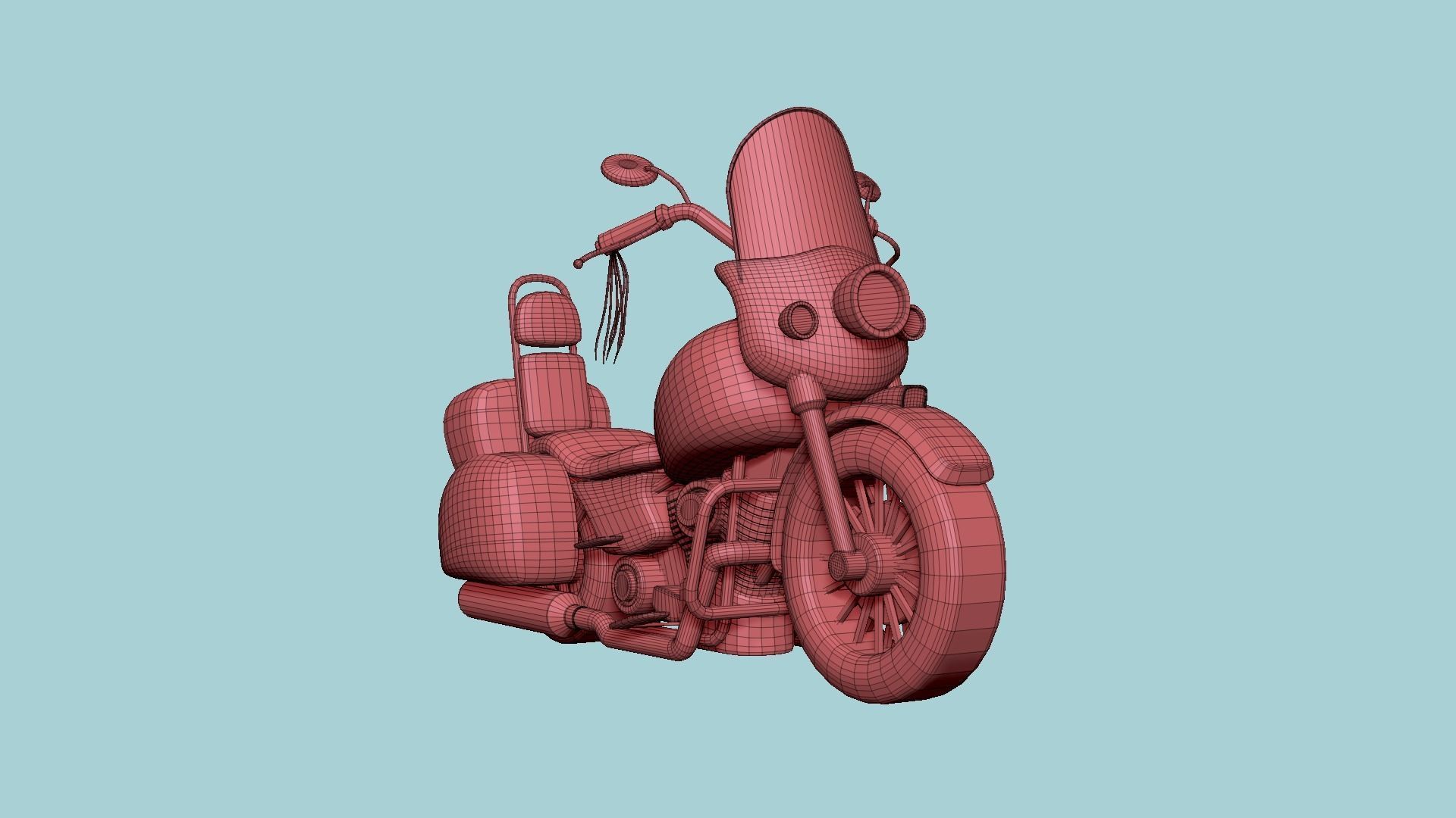 Motorcycle Cartoon B02 Black - Custom Vehicle Design Low-poly 3D model_13