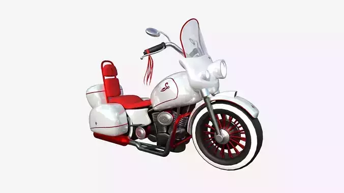 Motorcycle Cartoon B03 White Red - Custom Vehicle Design Low-poly 3D model