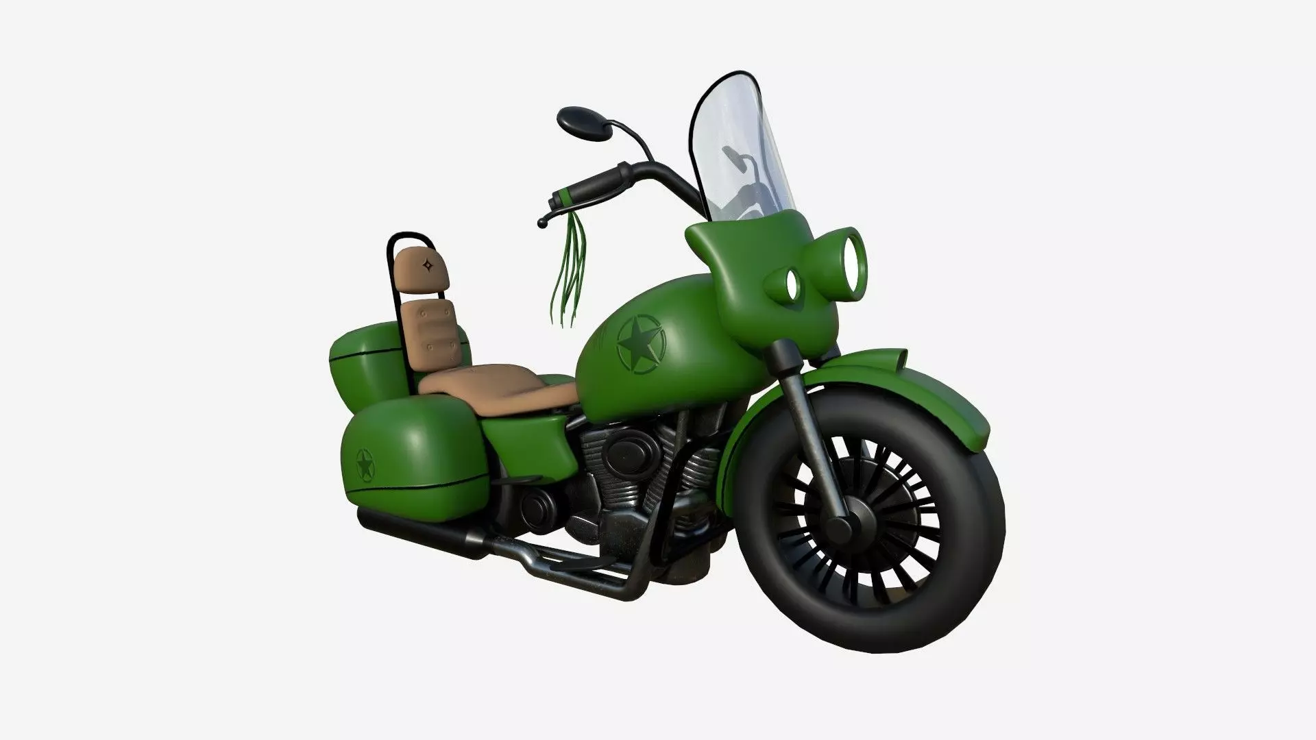 Motorcycle Cartoon B05 Green Army - Custom Vehicle Design Low-poly 3D model