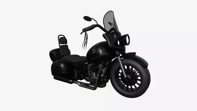 Motorcycle Cartoon B06 Full Black - Custom Vehicle Design Low-poly 3D model
