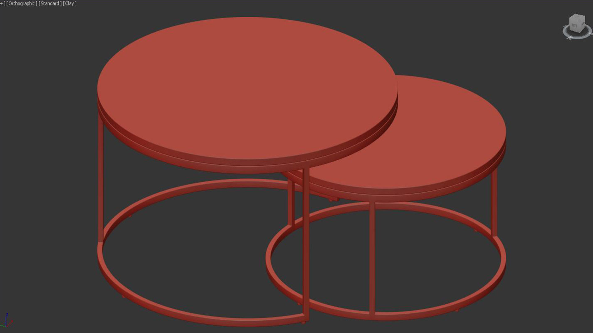 Spiro oak black set of industrial round coffee table Actona 3D model