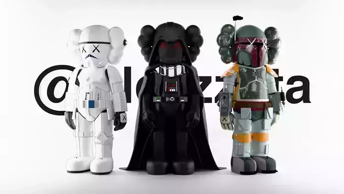 Kaws Mandalorian x Stormtrooper x Darth Vader Textured