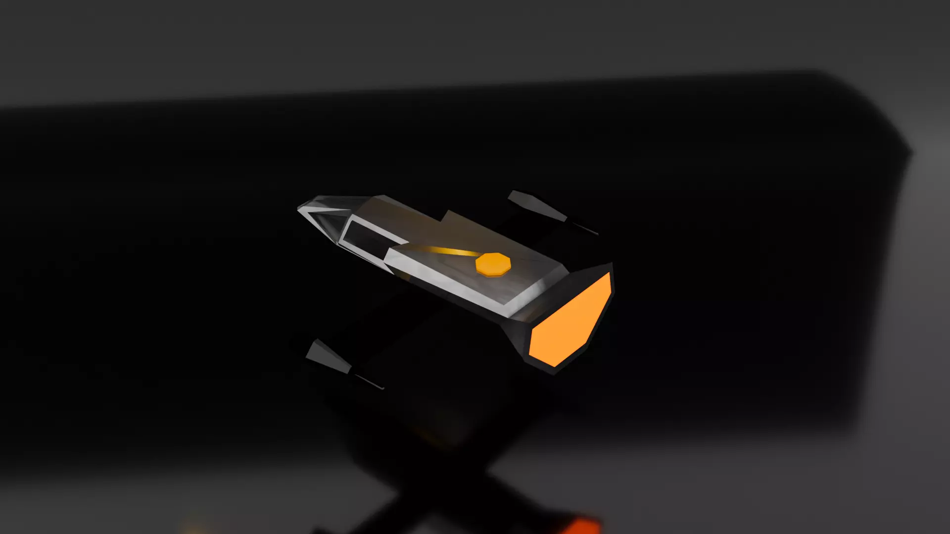 Low Poly Spaceship orange and object Free low-poly 3D model
