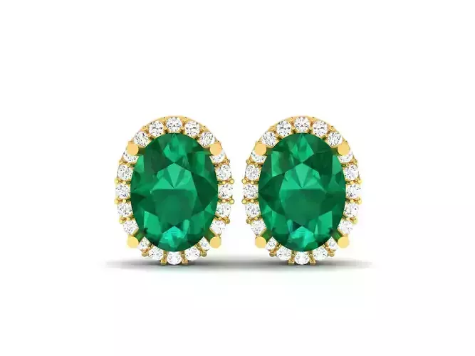 Oval Diamond Earrings 3D print model