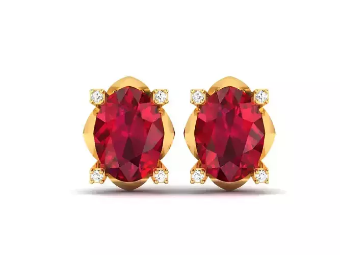 Oval Diamond Earrings 3D print model