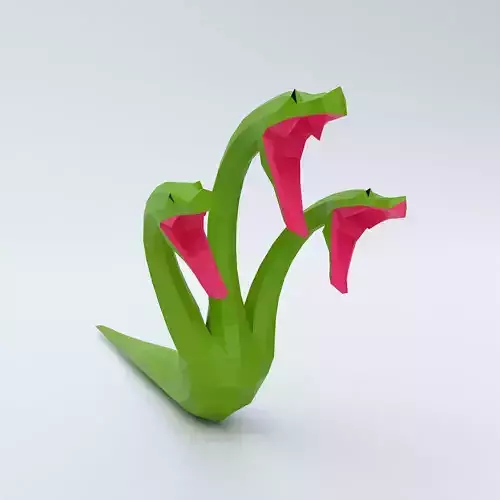 Three headed snake 3d model  Low-poly 3D model