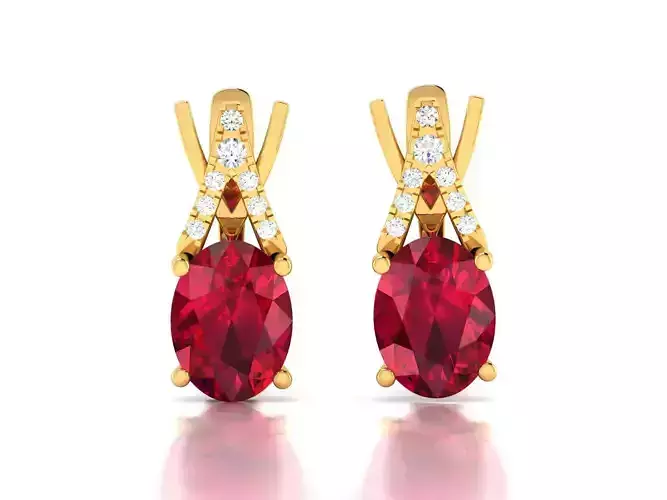 Oval Diamond Earrings 3D print model