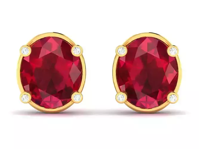 Women Oval Diamond Earrings
