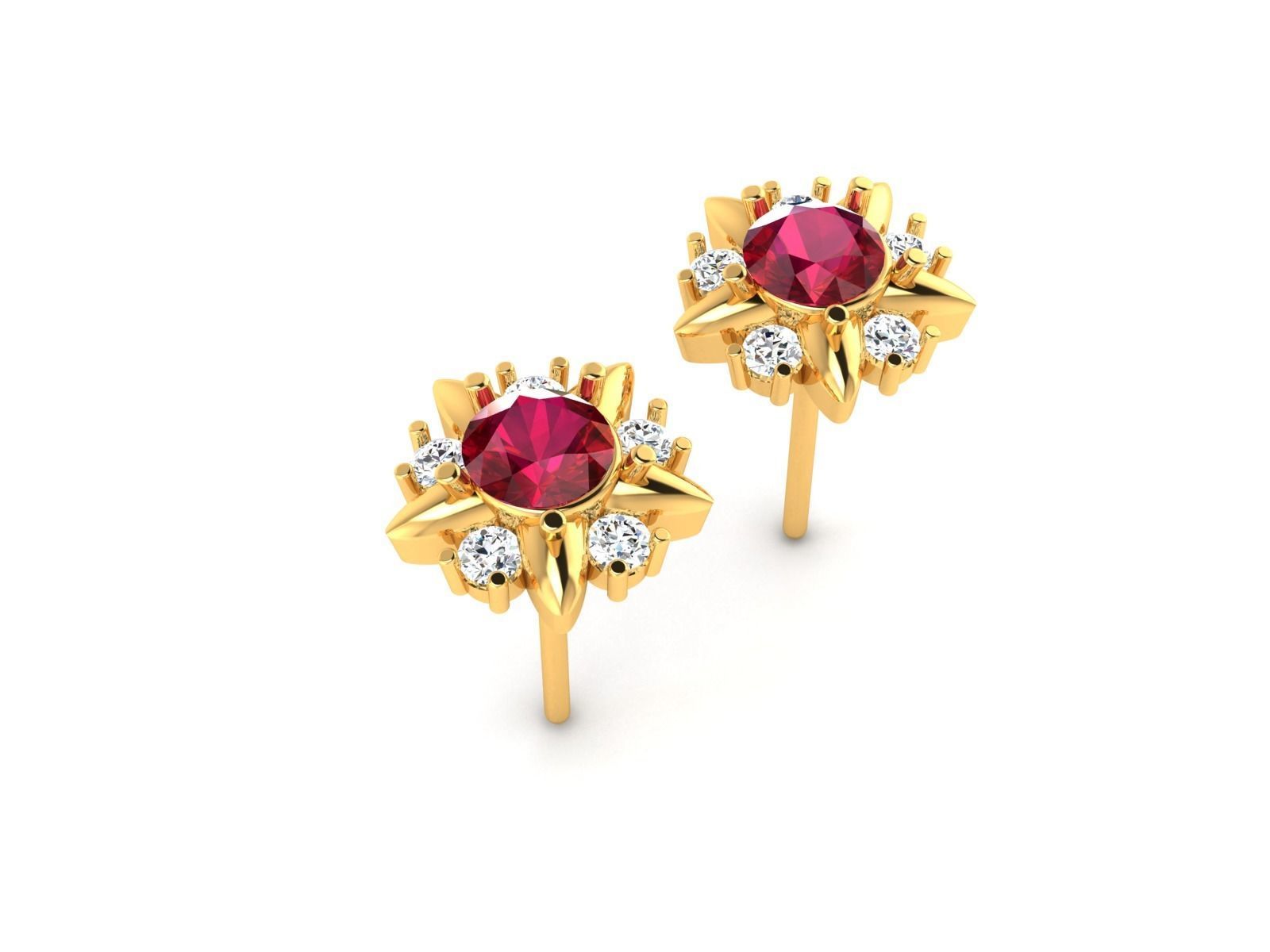 Women Diamond Earrings 3D print model_7