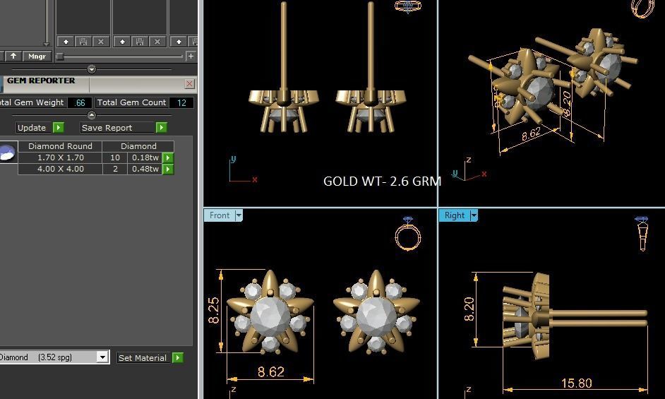 Women Diamond Earrings 3D print model_12