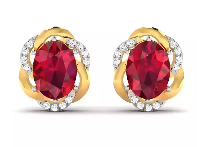Women Oval Diamond Earrings