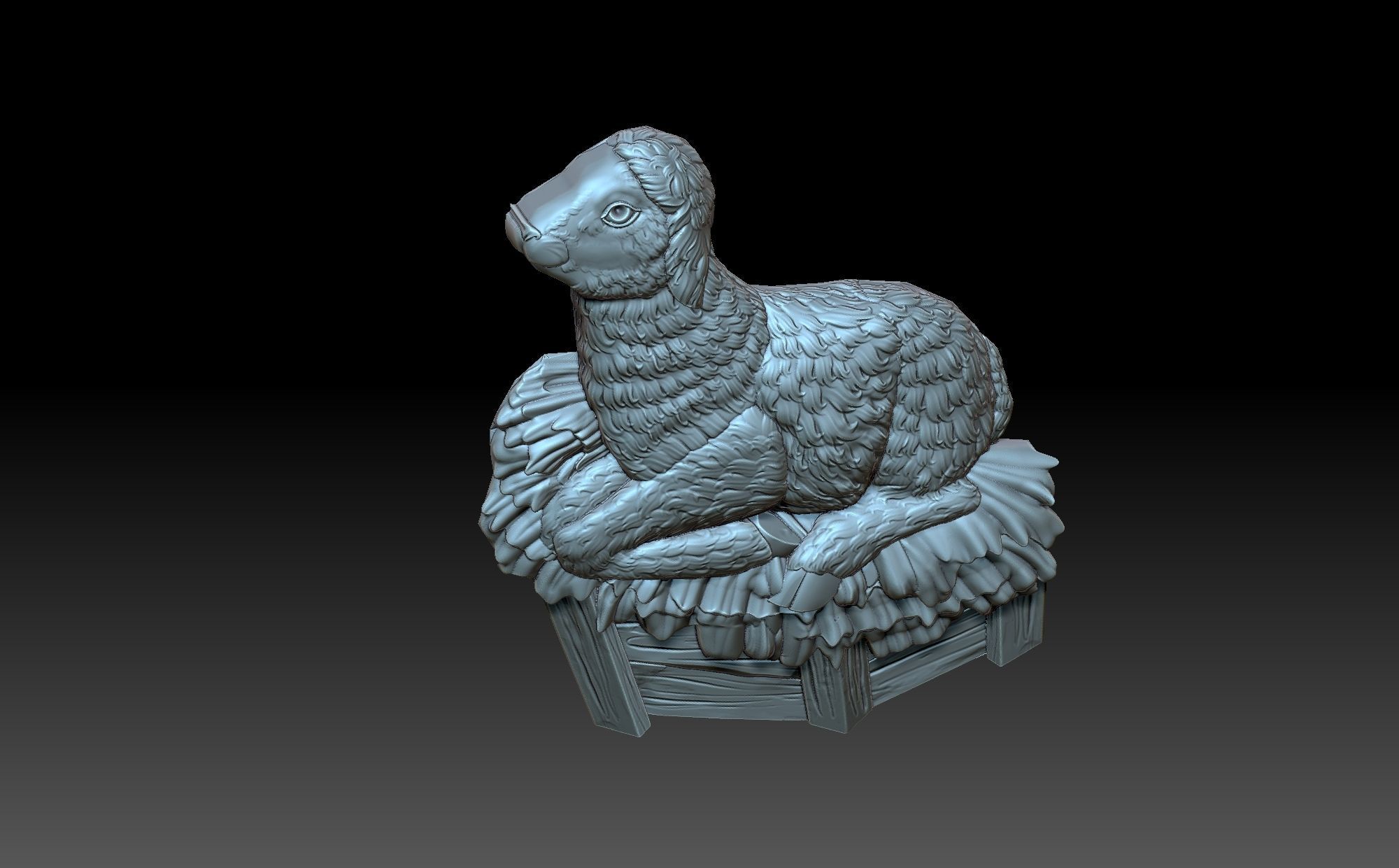 A sheep in the hay 3D print model_8