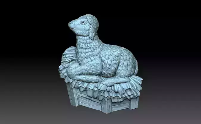 A sheep in the hay 3D print model
